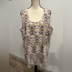 Daniel Rainn Sleeveless Blouse Top Abstract Pattern SZ 1X EUC